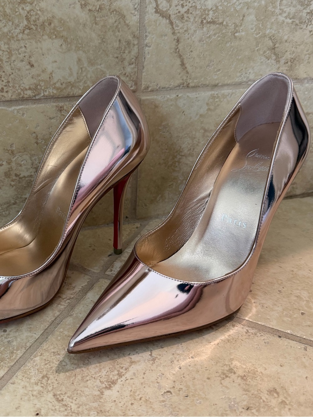Women's Metallic blush pink Christian Louboutin Miss Z 100 - Picture 4 of 5